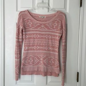 Pink Aztec Print Sweater by Pink Rose; Size Small